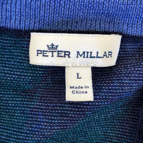 PETER MILLAR Needle-Stripe 100% Merino Wool Quarter-Zip Golf Pullover - Picture 11 of 13
